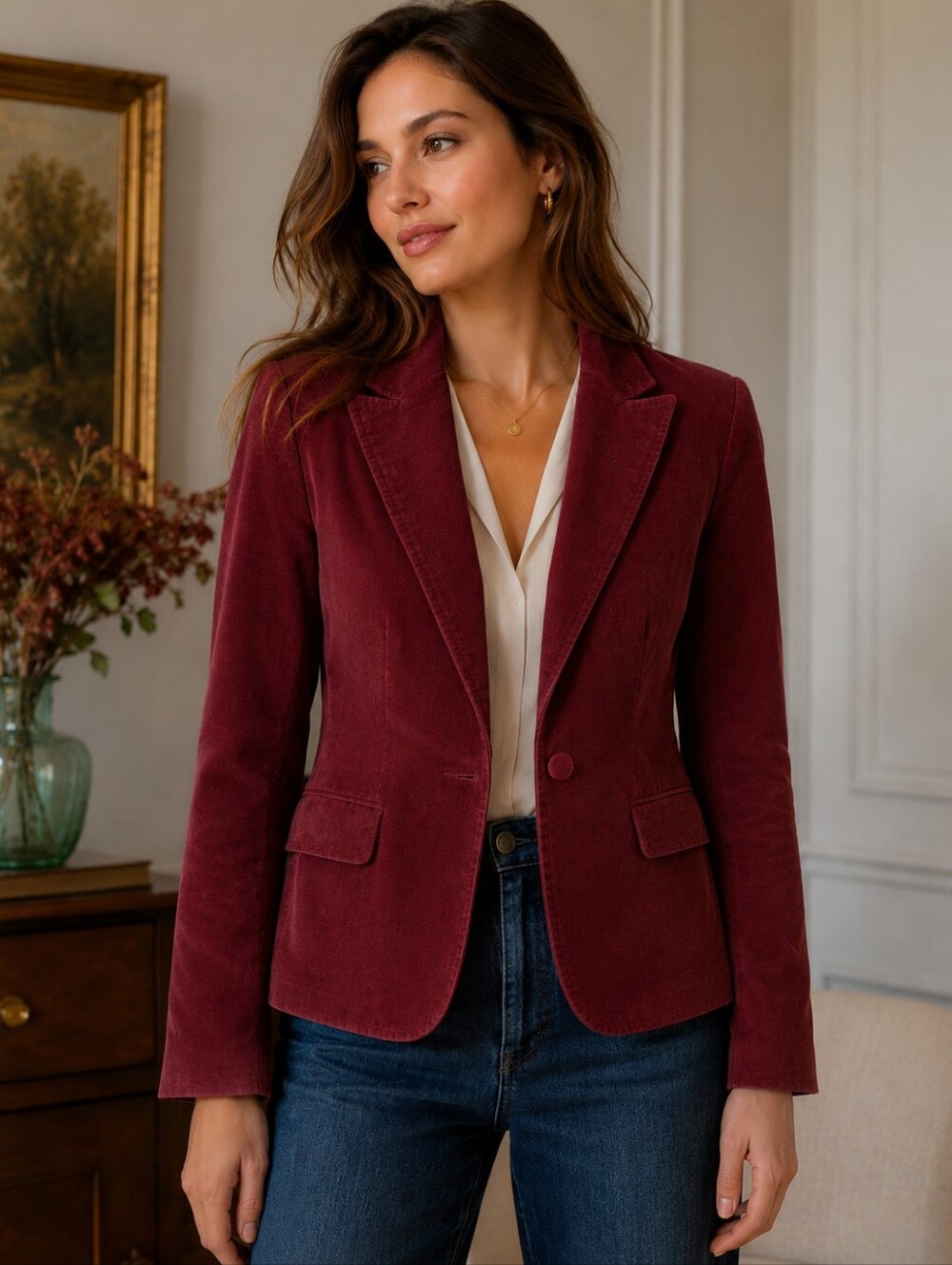 Jones New York Sport Burgundy Blazer  Stretch  Tailored Jacket Preppy Old Money